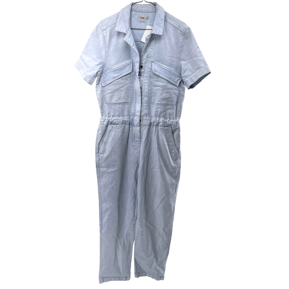 Faherty Women's Jumpsuit Utility Boiler Suit Light Blue denim Small